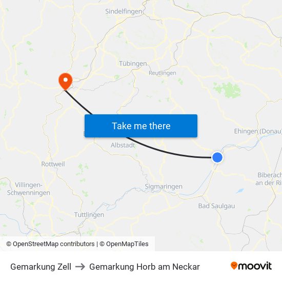 Gemarkung Zell to Gemarkung Horb am Neckar map