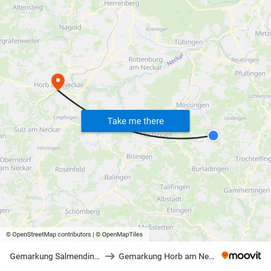 Gemarkung Salmendingen to Gemarkung Horb am Neckar map