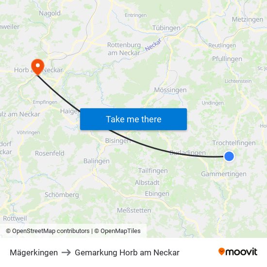 Mägerkingen to Gemarkung Horb am Neckar map