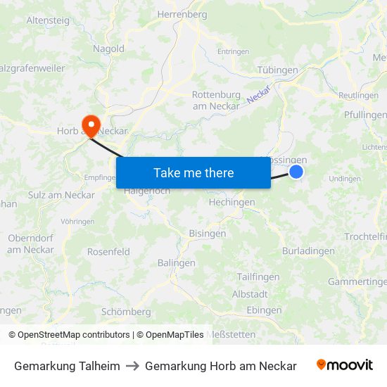 Gemarkung Talheim to Gemarkung Horb am Neckar map