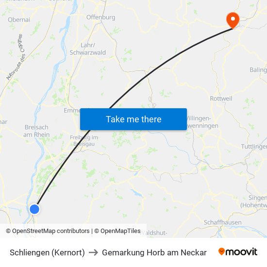 Schliengen (Kernort) to Gemarkung Horb am Neckar map