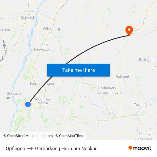 Opfingen to Gemarkung Horb am Neckar map