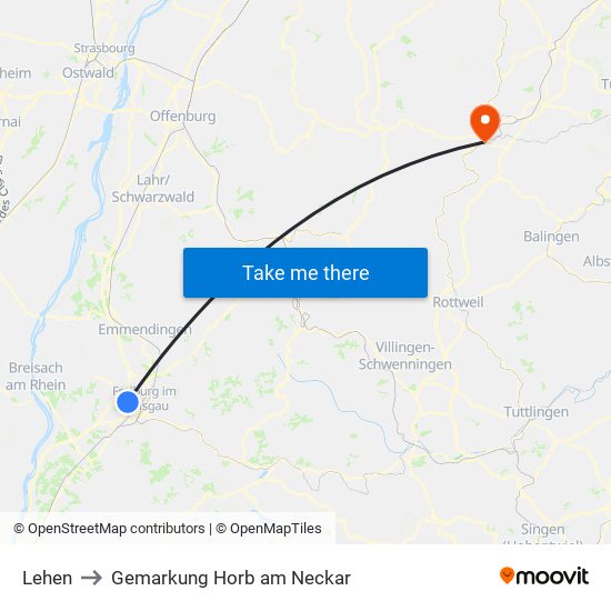 Lehen to Gemarkung Horb am Neckar map