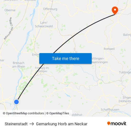 Steinenstadt to Gemarkung Horb am Neckar map