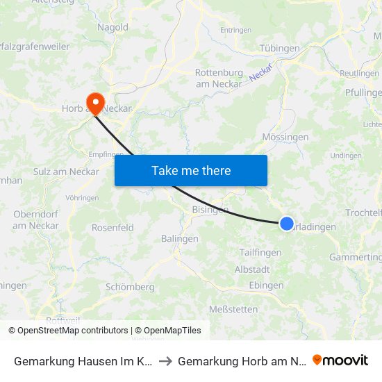 Gemarkung Hausen Im Killertal to Gemarkung Horb am Neckar map