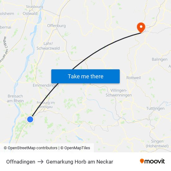 Offnadingen to Gemarkung Horb am Neckar map