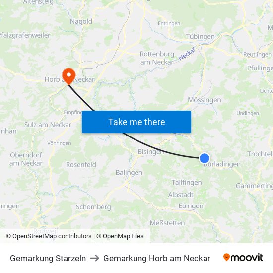 Gemarkung Starzeln to Gemarkung Horb am Neckar map