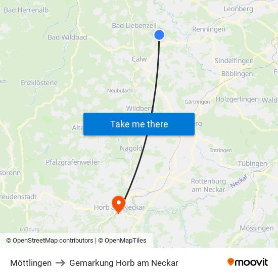 Möttlingen to Gemarkung Horb am Neckar map