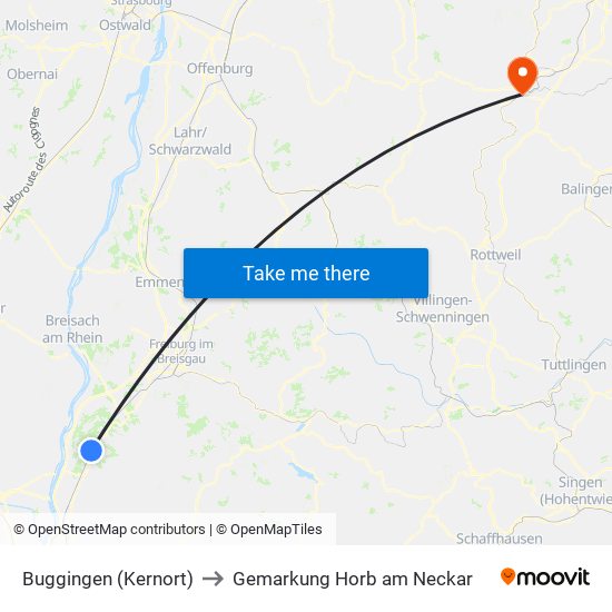 Buggingen (Kernort) to Gemarkung Horb am Neckar map