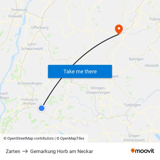 Zarten to Gemarkung Horb am Neckar map