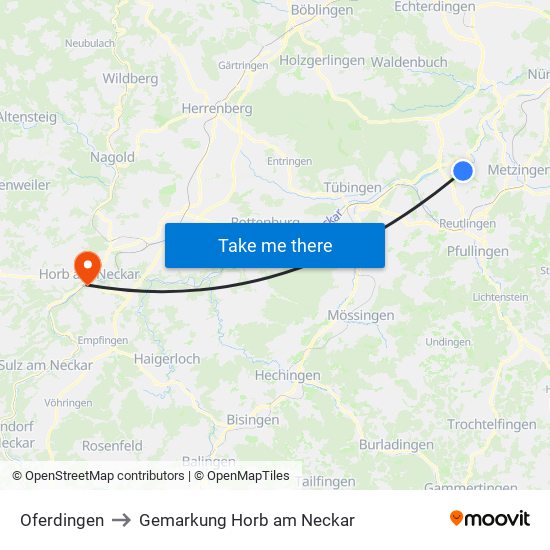 Oferdingen to Gemarkung Horb am Neckar map