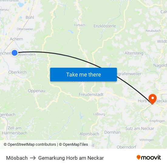 Mösbach to Gemarkung Horb am Neckar map