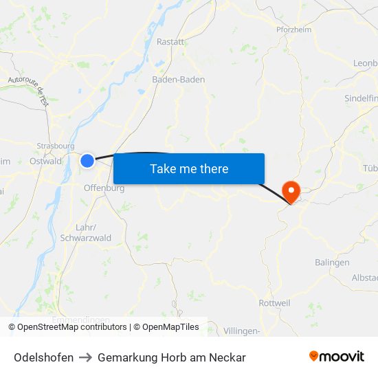 Odelshofen to Gemarkung Horb am Neckar map