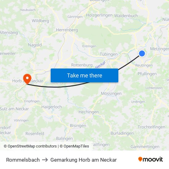 Rommelsbach to Gemarkung Horb am Neckar map