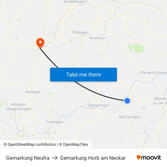 Gemarkung Neufra to Gemarkung Horb am Neckar map