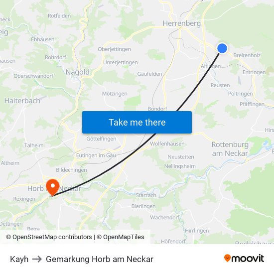 Kayh to Gemarkung Horb am Neckar map