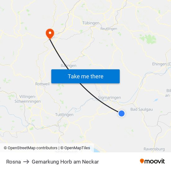 Rosna to Gemarkung Horb am Neckar map