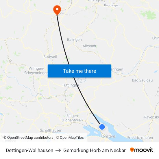 Dettingen-Wallhausen to Gemarkung Horb am Neckar map