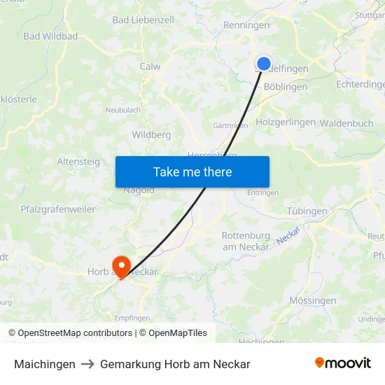 Maichingen to Gemarkung Horb am Neckar map
