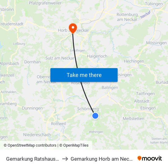 Gemarkung Ratshausen to Gemarkung Horb am Neckar map