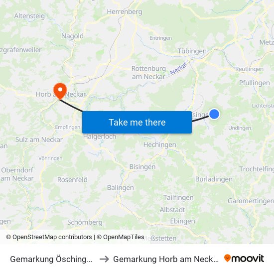 Gemarkung Öschingen to Gemarkung Horb am Neckar map