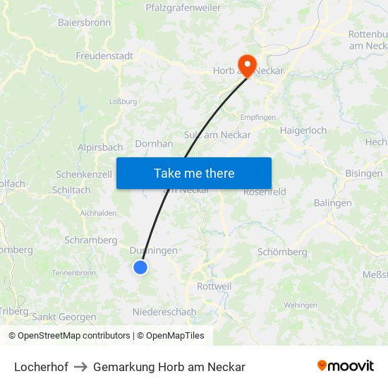 Locherhof to Gemarkung Horb am Neckar map