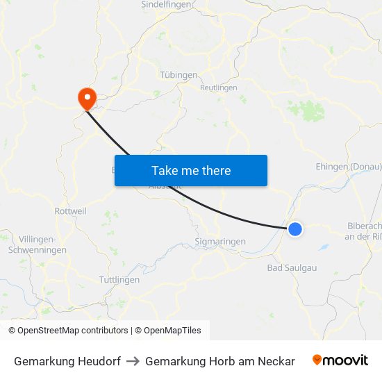 Gemarkung Heudorf to Gemarkung Horb am Neckar map