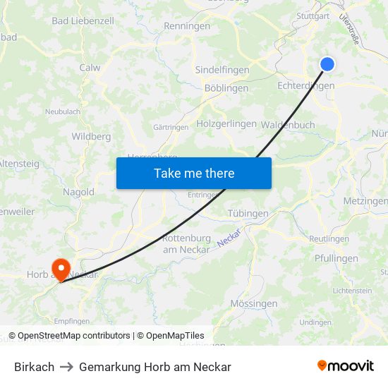 Birkach to Gemarkung Horb am Neckar map