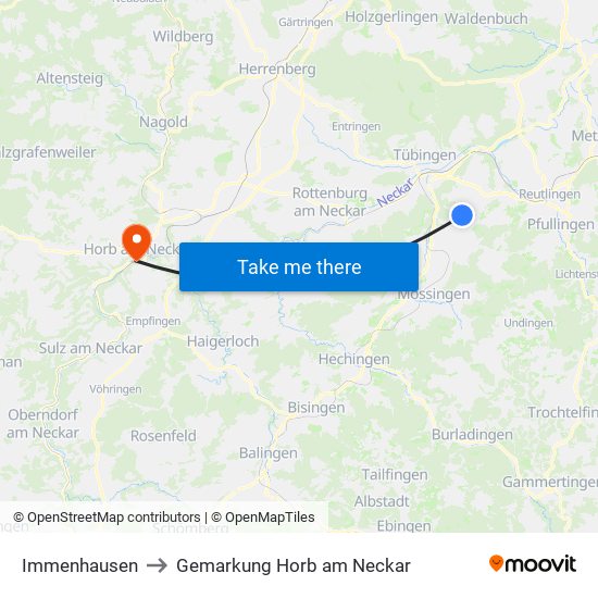 Immenhausen to Gemarkung Horb am Neckar map