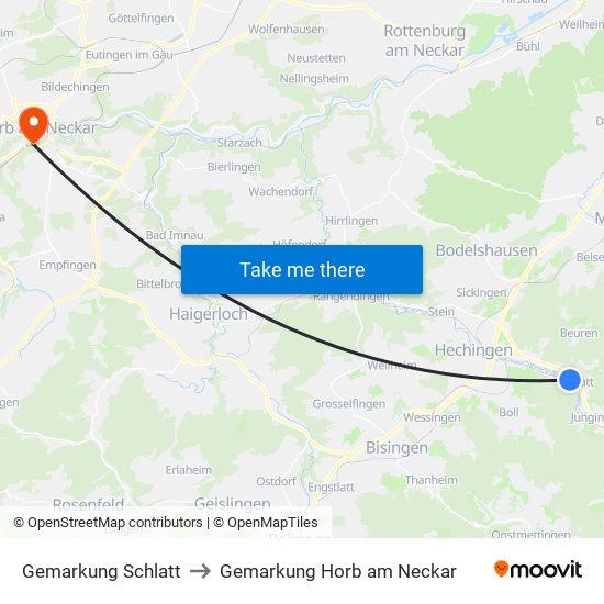 Gemarkung Schlatt to Gemarkung Horb am Neckar map