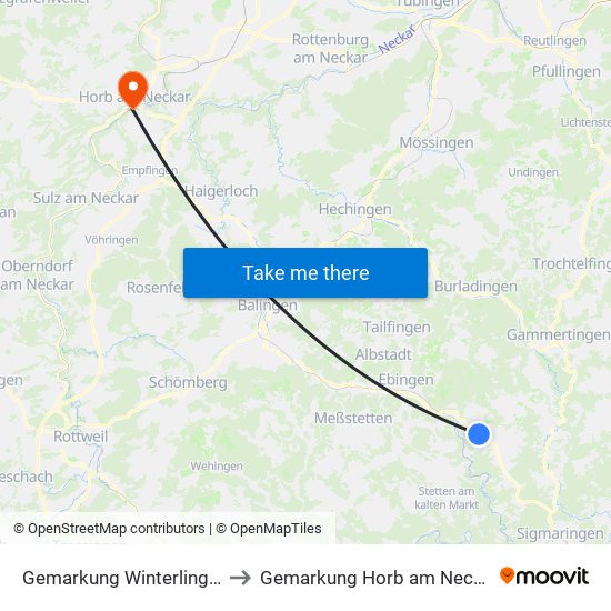 Gemarkung Winterlingen to Gemarkung Horb am Neckar map