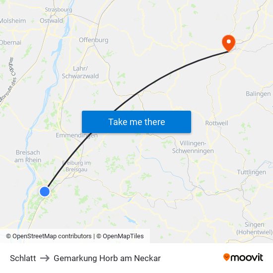 Schlatt to Gemarkung Horb am Neckar map