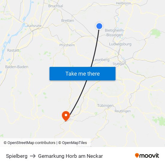 Spielberg to Gemarkung Horb am Neckar map