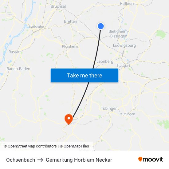 Ochsenbach to Gemarkung Horb am Neckar map