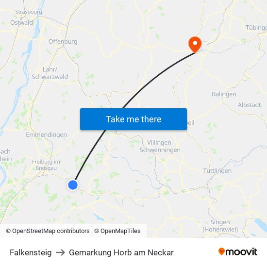 Falkensteig to Gemarkung Horb am Neckar map