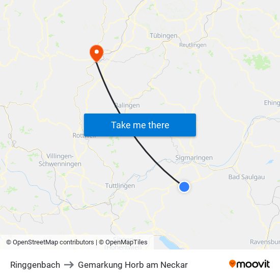 Ringgenbach to Gemarkung Horb am Neckar map