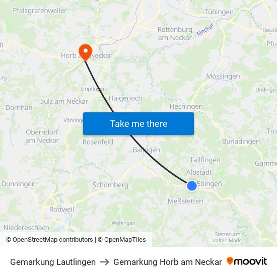 Gemarkung Lautlingen to Gemarkung Horb am Neckar map