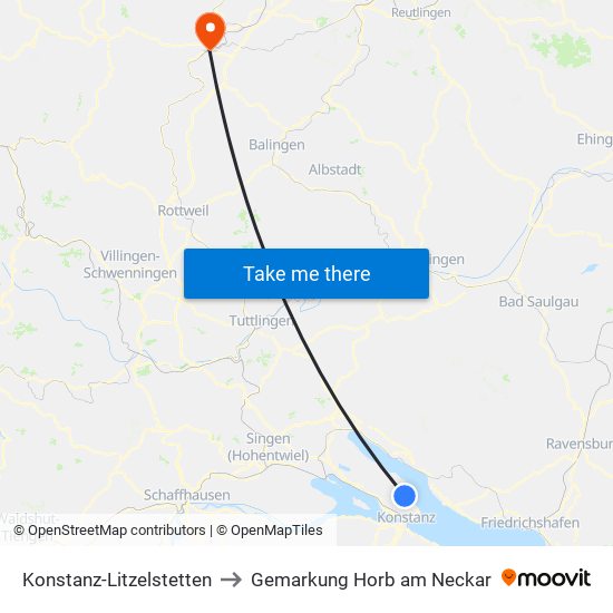 Konstanz-Litzelstetten to Gemarkung Horb am Neckar map