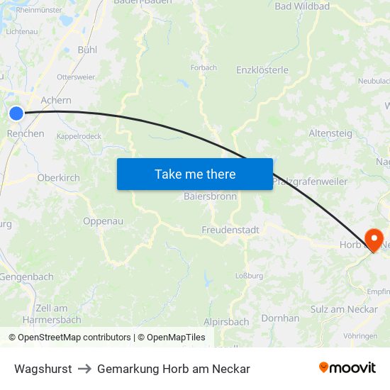 Wagshurst to Gemarkung Horb am Neckar map