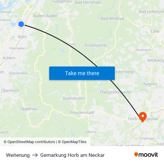Weitenung to Gemarkung Horb am Neckar map