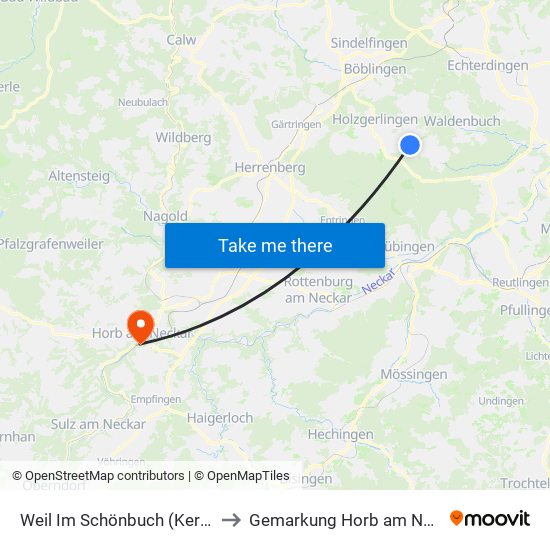 Weil Im Schönbuch (Kernort) to Gemarkung Horb am Neckar map