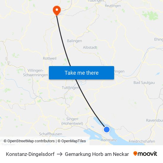 Konstanz-Dingelsdorf to Gemarkung Horb am Neckar map