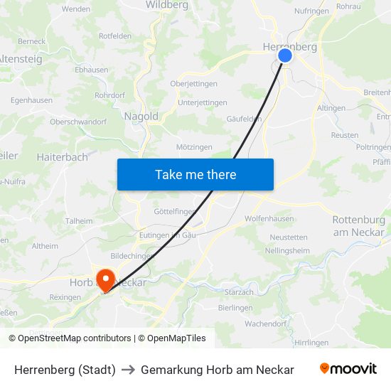 Herrenberg (Stadt) to Gemarkung Horb am Neckar map