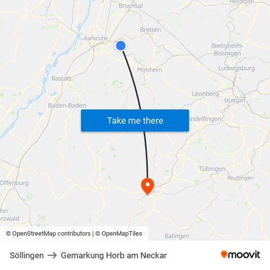 Söllingen to Gemarkung Horb am Neckar map