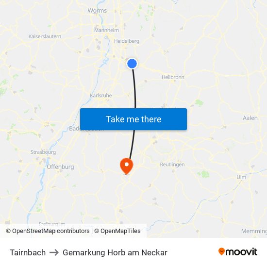 Tairnbach to Gemarkung Horb am Neckar map