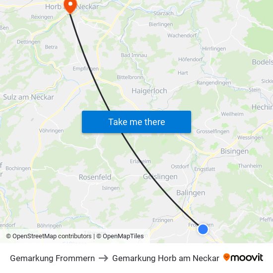Gemarkung Frommern to Gemarkung Horb am Neckar map