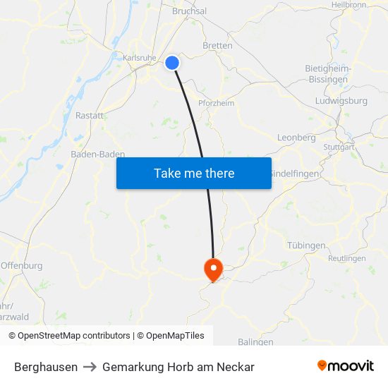 Berghausen to Gemarkung Horb am Neckar map