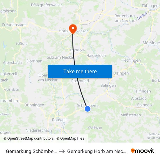 Gemarkung Schömberg to Gemarkung Horb am Neckar map