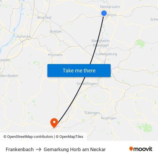Frankenbach to Gemarkung Horb am Neckar map