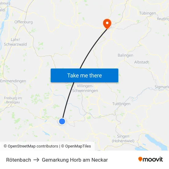 Rötenbach to Gemarkung Horb am Neckar map